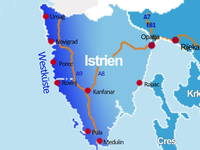 Karte Anreise Istrien - Westküste