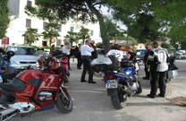 Motorradfahrer, Pause