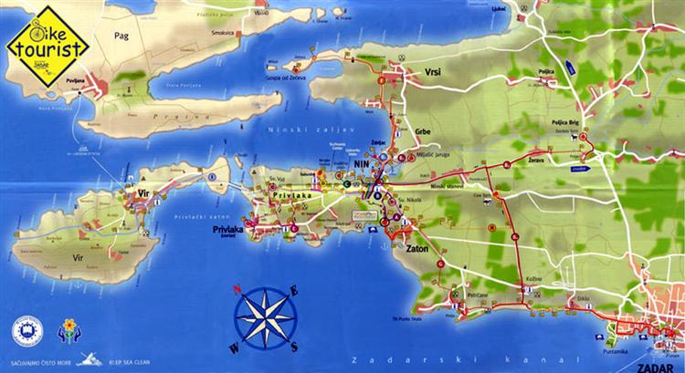 Fahrradkarte Nin und Zaton