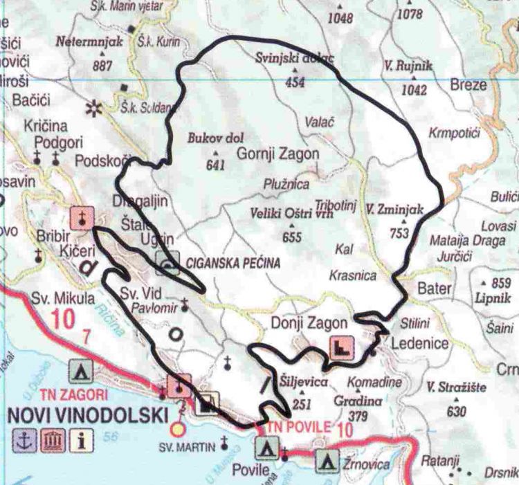 Karte der Radroute Gegend von Vinodol Karte der Radroute Gegend von Vinodol