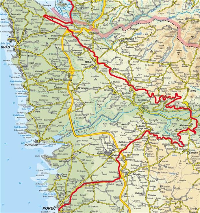 Karte des Wanderweges Parenzana