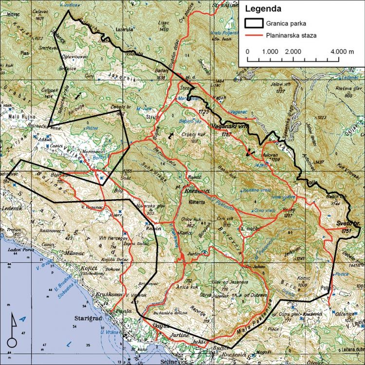 Wanderkarte Nationalpark Paklenica