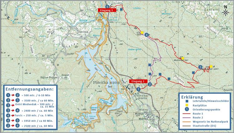 Nationalpark Plitvicer Seen - Wanderkarte Medvedjak