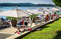 30 Double-Bed-Liegen mit Sonnenschirm