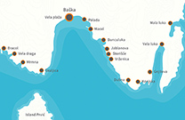 Baska, Karte Strände