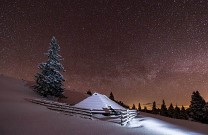 Velika Planina, Abenddämmerung im Winter